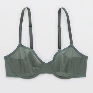 NWT Aerie SMOOTHEZ Mesh Unlined Bra In Army Green